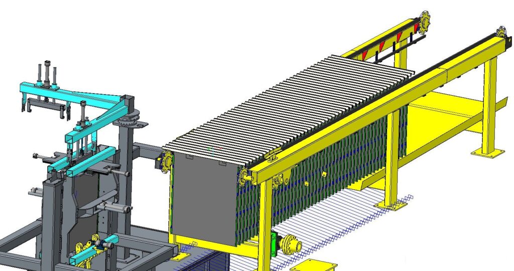 conveyor of arraying and discharging cathodes model