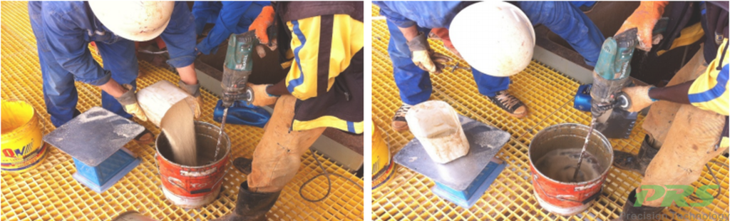 Adding Quartz Sand into the Stirred Resin and Stirring Well
